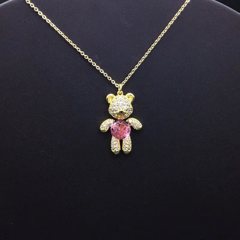 Bijoux oursons en argent étincelant et cristal pour occasions spéciales