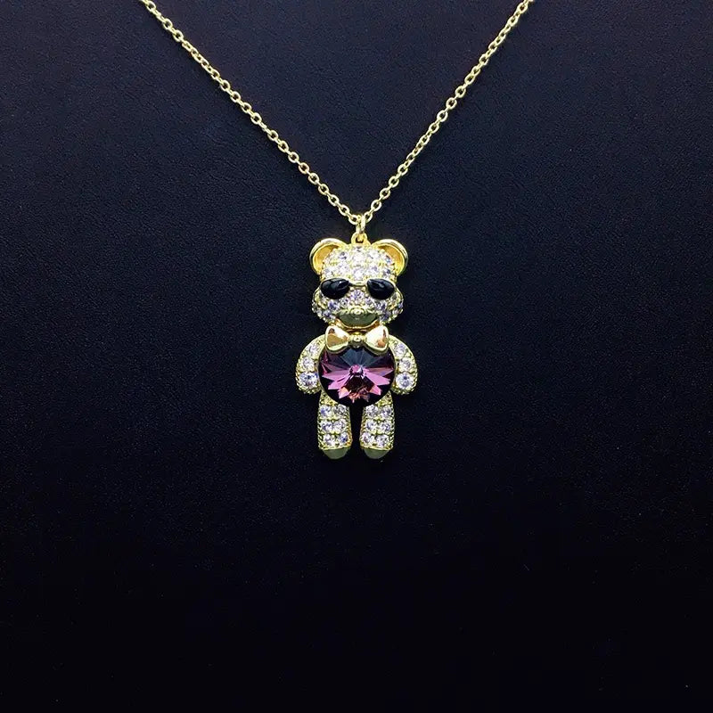 Collier Ourson Lunettes de Soleil Élégantes avec Strass et Cristal Iridescent comme Cadeau