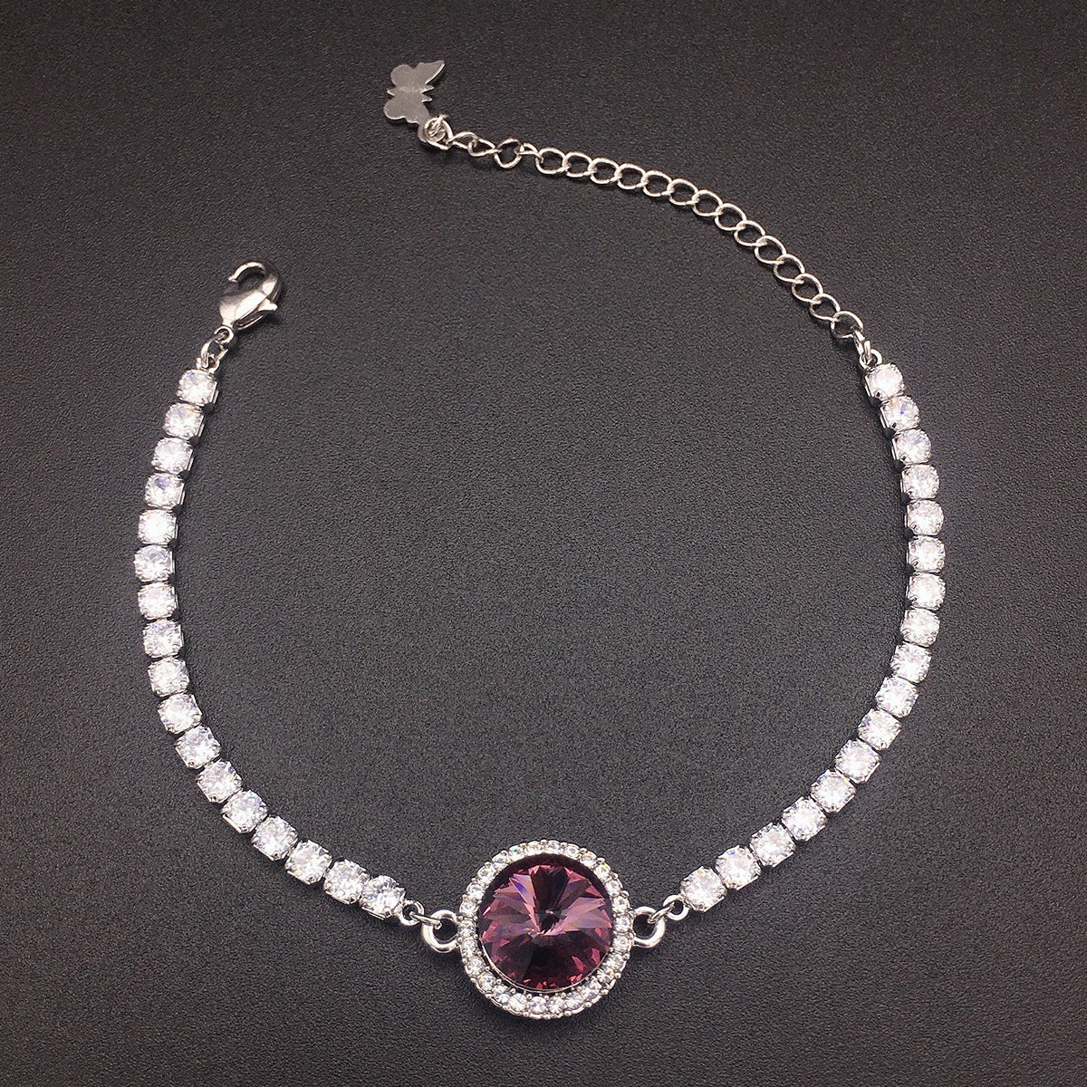 High end round crystal studded diamond bracelet