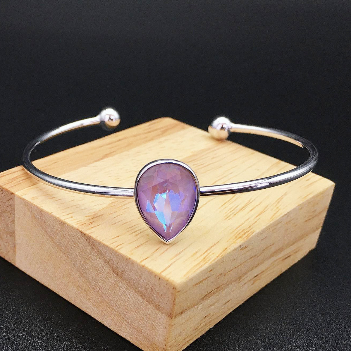High end waterdrop shaped Austrian crystal open bracelet