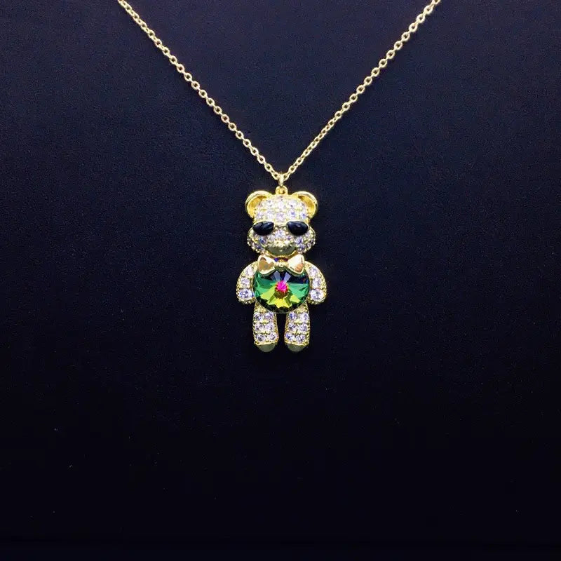 Collier Ourson Lunettes de Soleil Élégantes avec Strass et Cristal Iridescent comme Cadeau