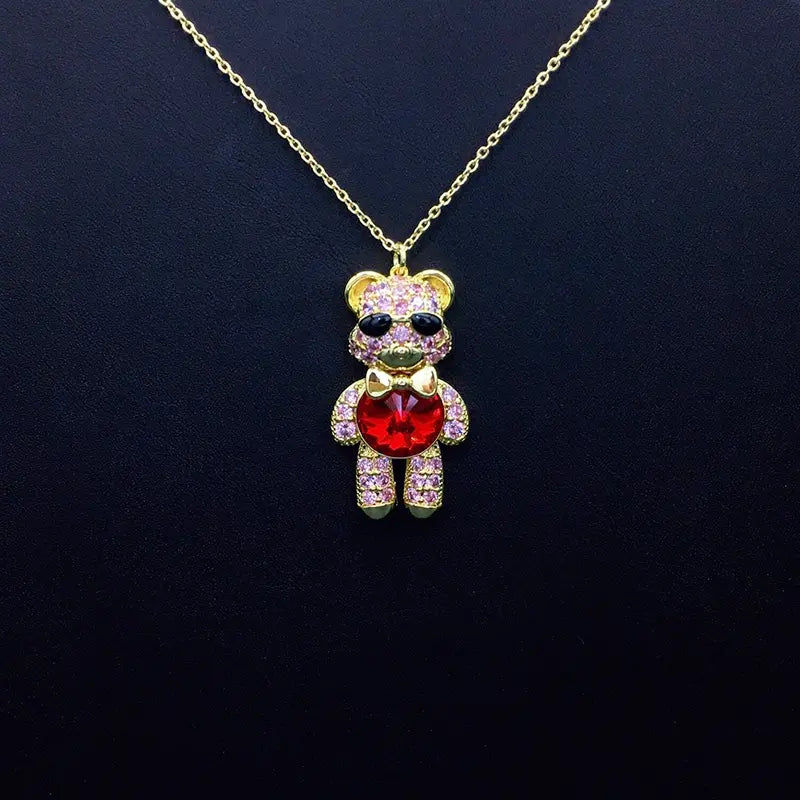 Collier Ourson Lunettes de Soleil Élégantes avec Strass et Cristal Iridescent comme Cadeau