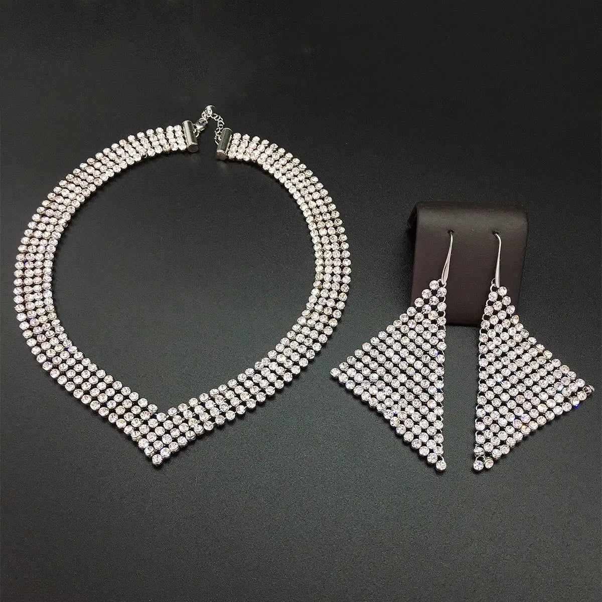 Parure de collier ras-de-cou étincelant en strass pour femme – Bijoux de fête