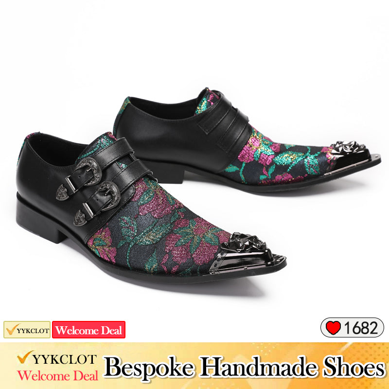 Fashion Leather Printed Derby Shoes Men's Wedding Prom Dress Shoes