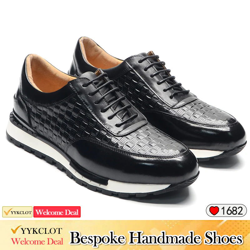 Sneakers di lusso in pelle per uomo Scarpe casual da lavoro in pelle a quadri