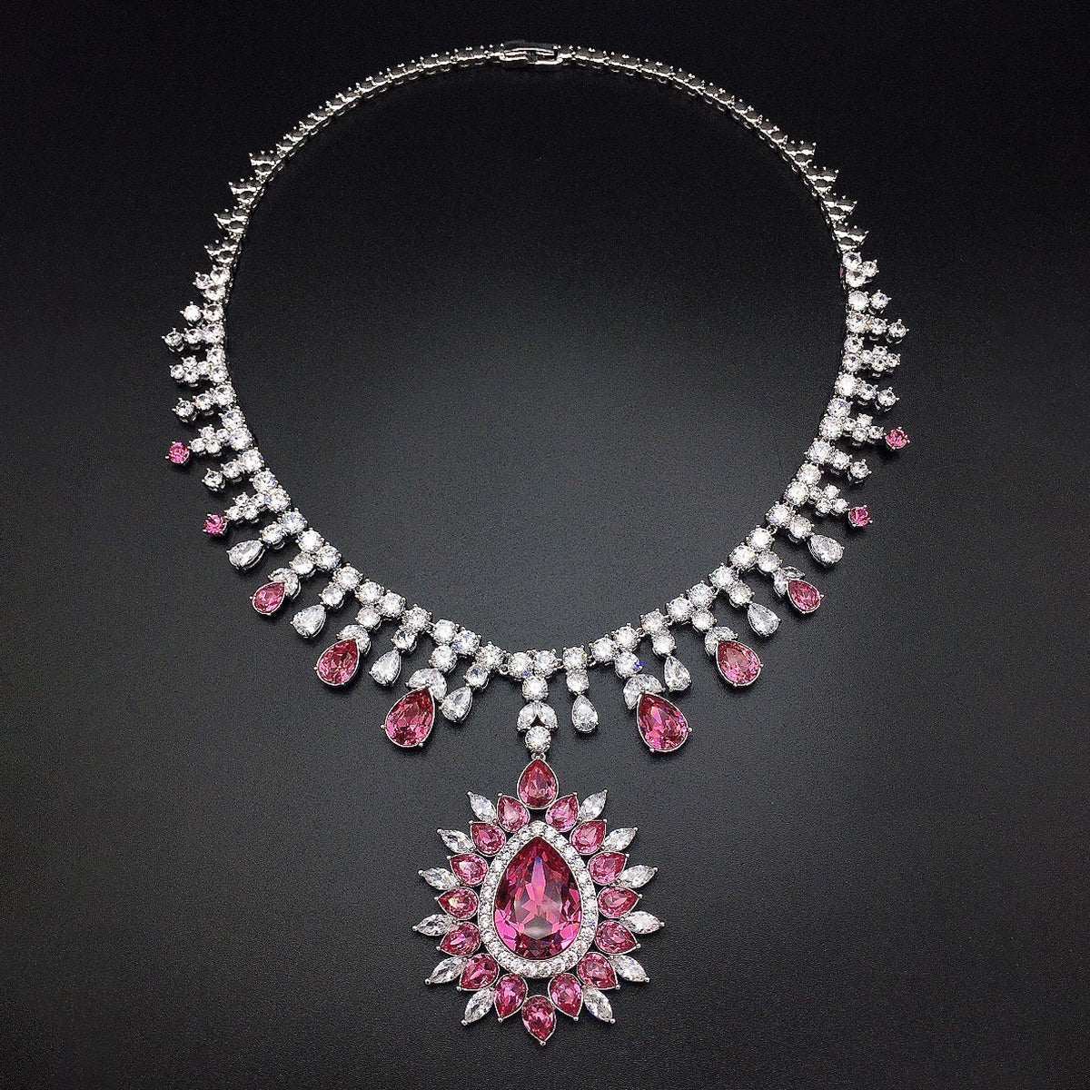 Luxury Royal Sapphire Blue Crystal Jewelry Set – Statement Necklace & Earrings