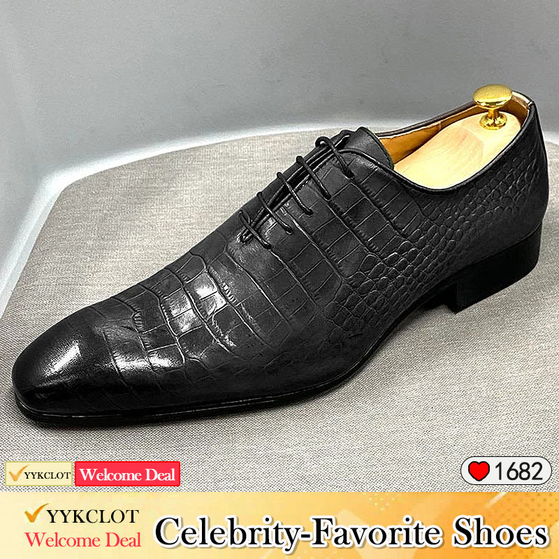 Fashion Crocodile Embossed Oxford Shoes Business Office Derby Shoes