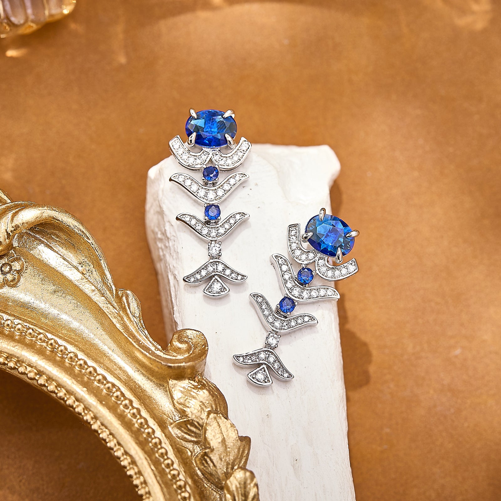 Luxury Sapphire Blue Crystal Jewelry Set – Necklace Earrings Bracelet Ring for Women