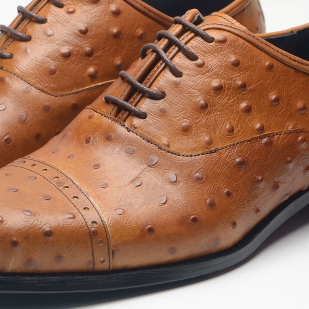 Fashion Ostrich Oxford Shoes Men's Business Dress Leather Shoes