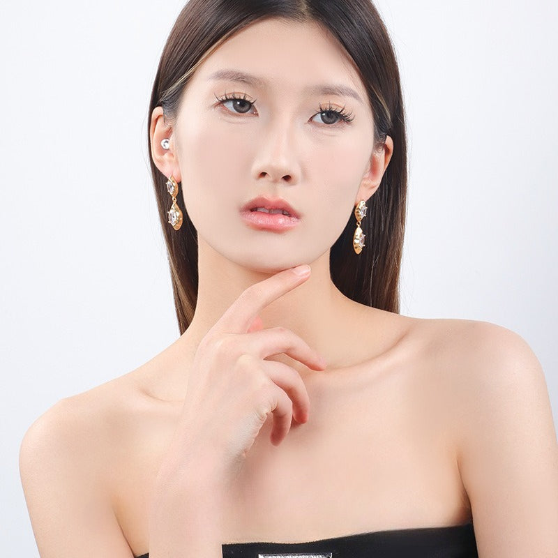 S925 Vintage Geometric Zircon Stud Earrings