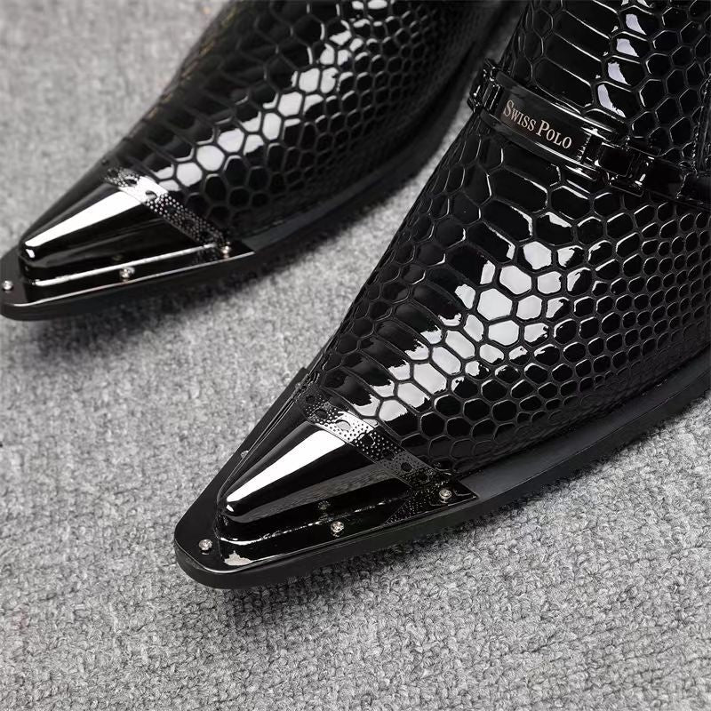 Black serpentine classic pointed leather shoes men's dress shoes