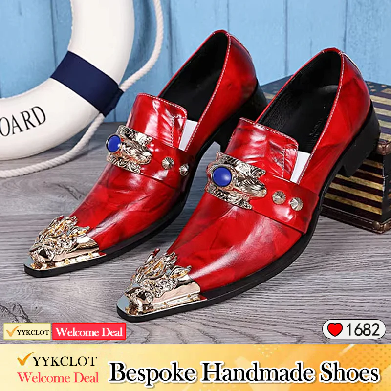 Red trend pointed Party Shoes Men's fashion dress shoes