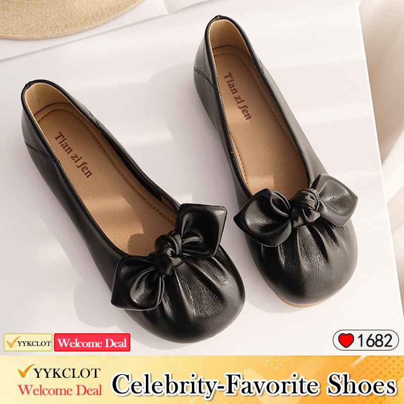 Fashionable summer bow casual flat bottomed women's loafers