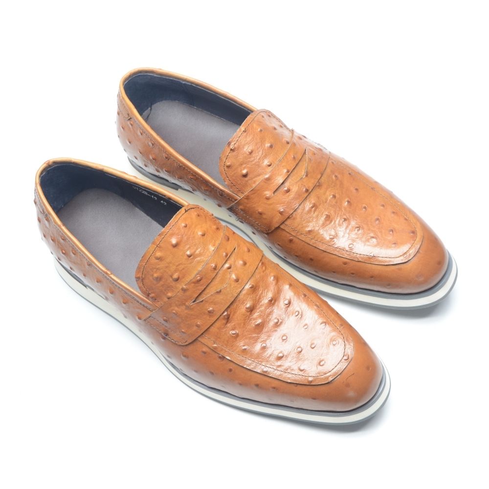 Brown business leather formal loafers