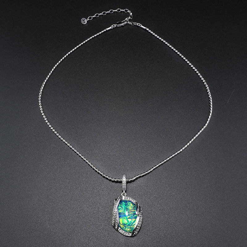 Fashion Fossil Gemstone Set Diamond Necklace Series