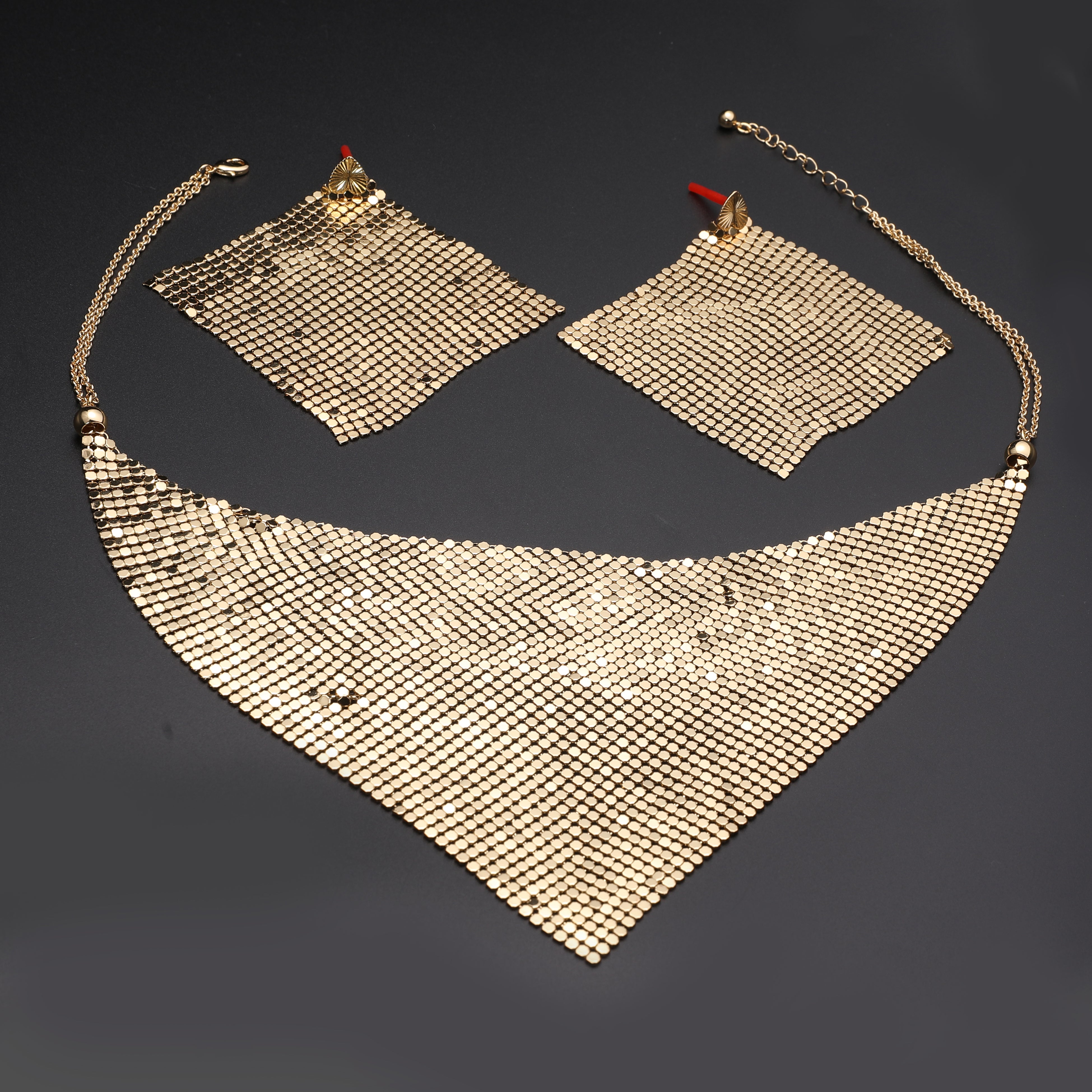 Fashion sequin scarf fake collar necklace earring set