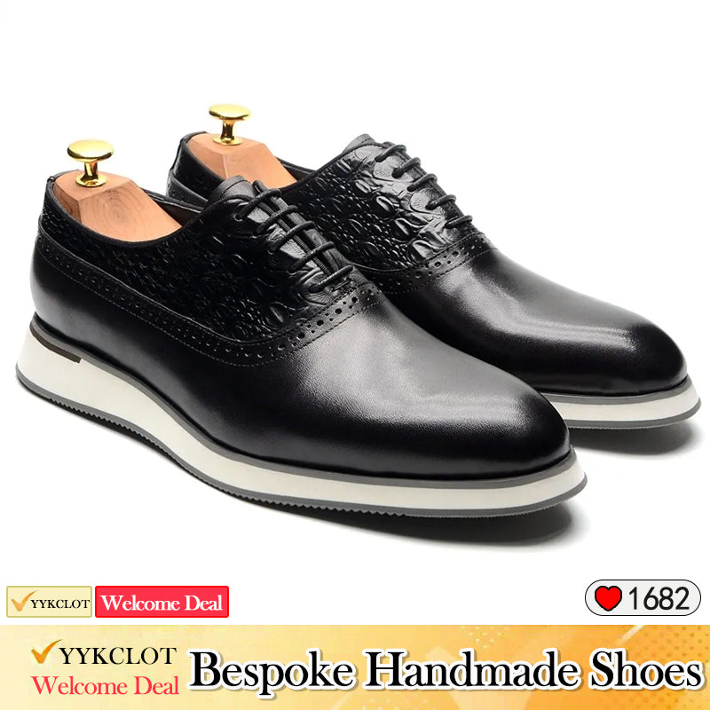 Fashion Genuine Leather Brock Oxford Shoes Men's Dress Leather Shoes