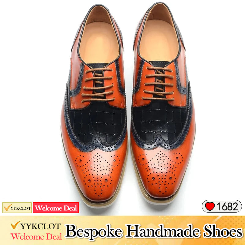 Chaussures classiques d'affaires en cuir pour hommes Chaussures décontractées en cuir sculptées à la main pour hommes richelieus derbies pour hommes