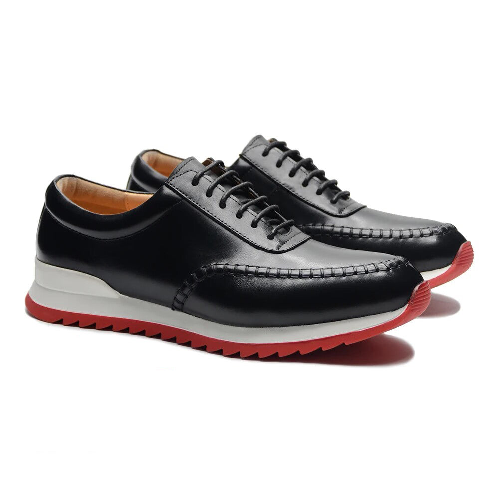 Scarpe casual in pelle nera alla moda per uomo, scarpe da lavoro in pelle