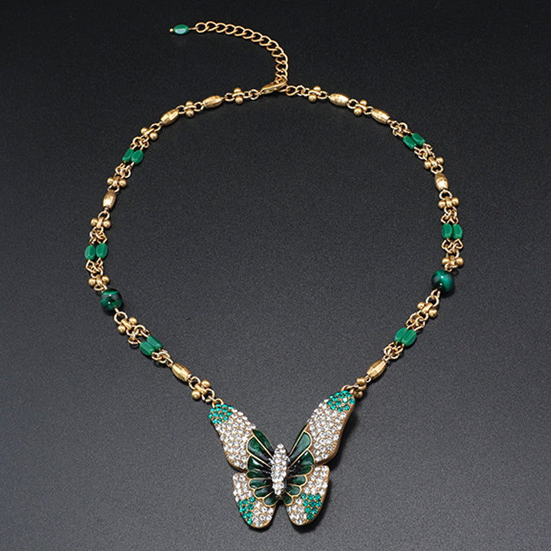 Fashion Green Butterfly Gemstone Necklace Series