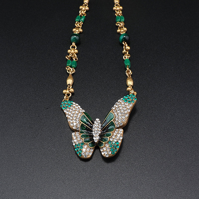 Fashion Green Butterfly Gemstone Necklace Series