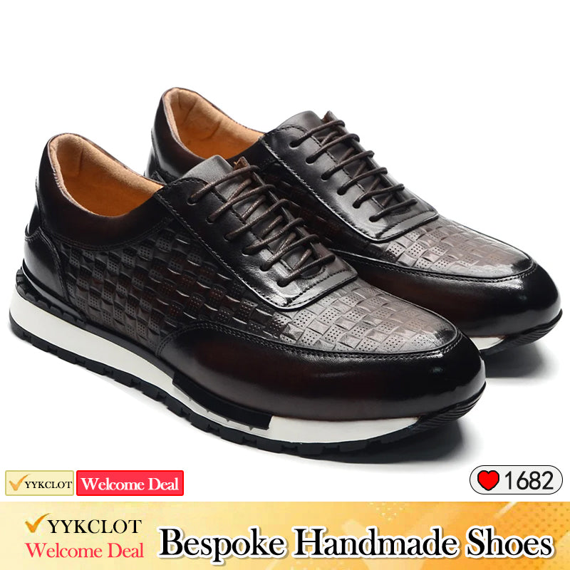 Sneakers di lusso in pelle per uomo Scarpe casual da lavoro in pelle a quadri
