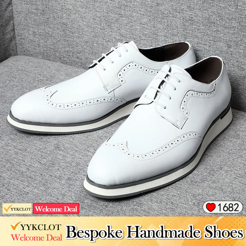 White Brock Carved Derby Shoes Men's Business Casual Leather Shoes