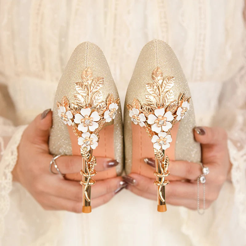 Fashion snake pattern pointed head shallow mouth nightclub high heels