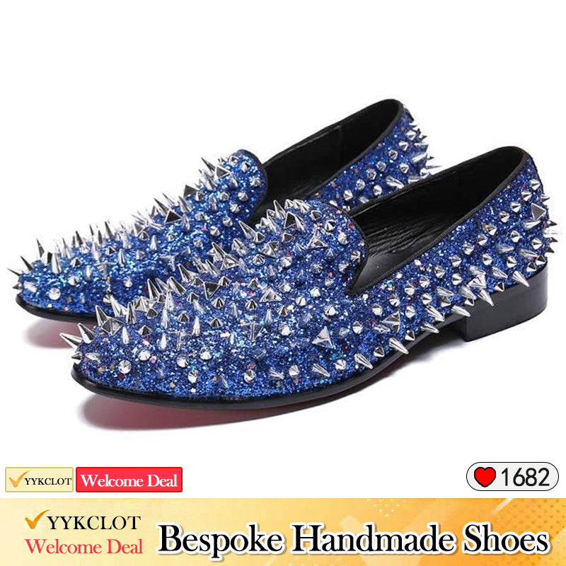 luxury designer loafers shoes black studded fashion dress shoes Leather party shoes for men flat shoes