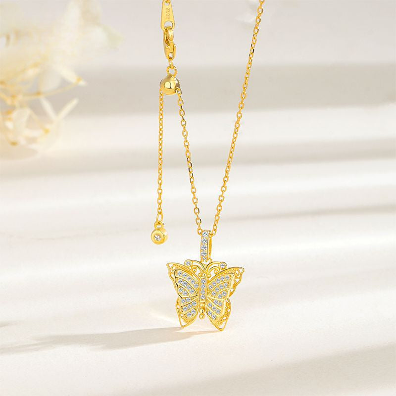 S925 Sterling Silver Butterfly Diamond Necklace