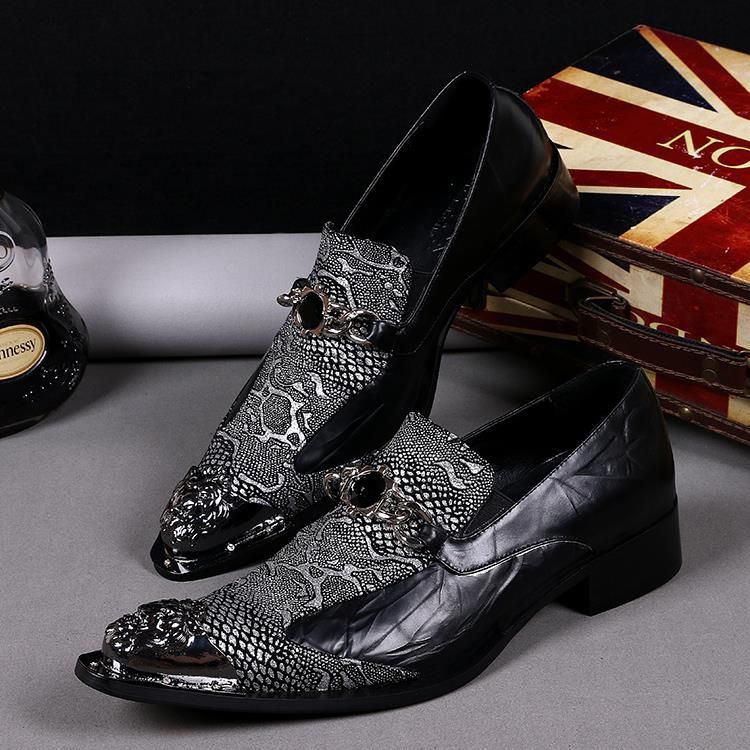 Night club party snake dress shoes men's personality pointed loafers