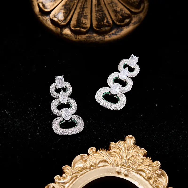 Luxury Oval Chain Diamond-Inspired Jewelry Set Necklace Earrings Elegant Statement Set for Women