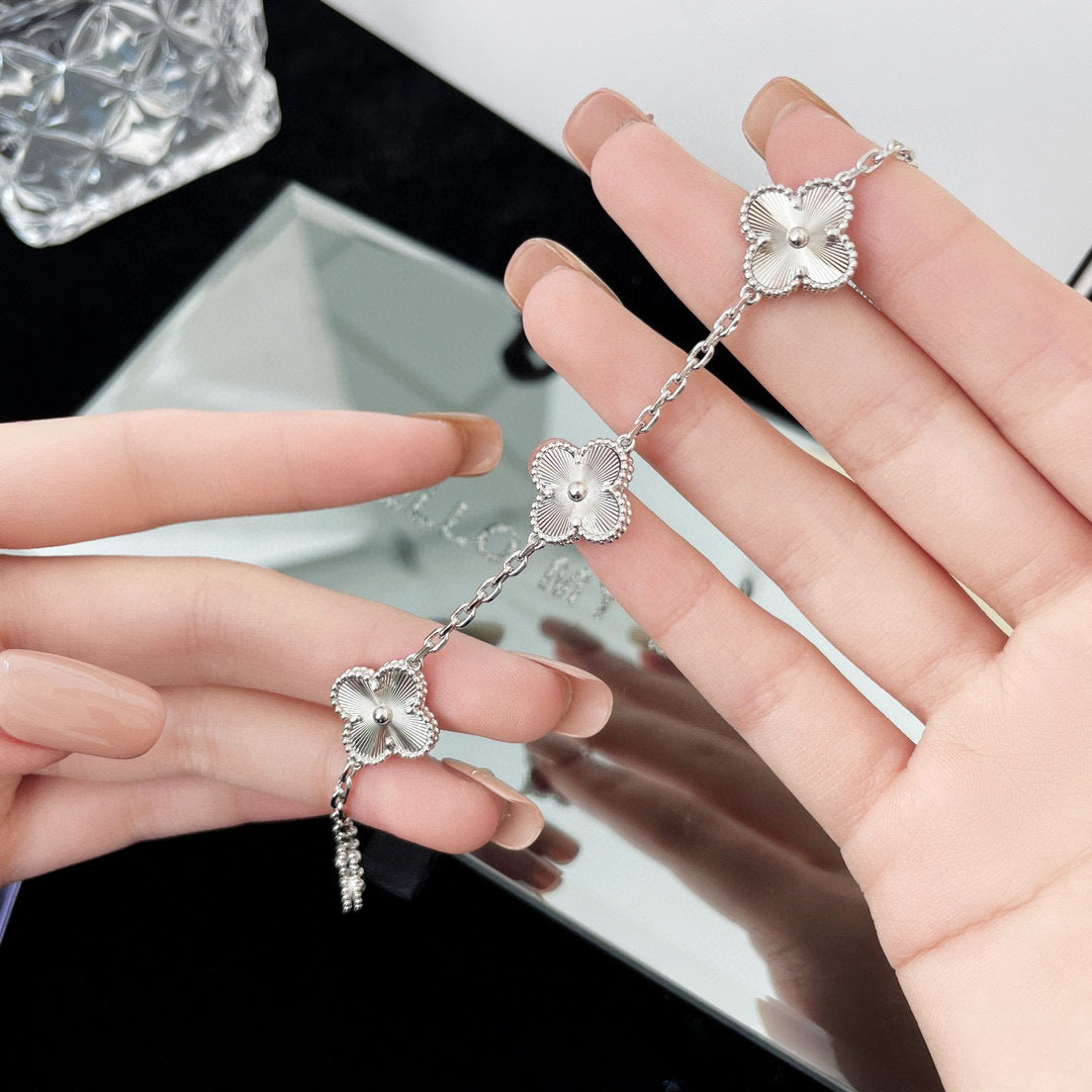 Sterling Silver Clover Laser Bracelet