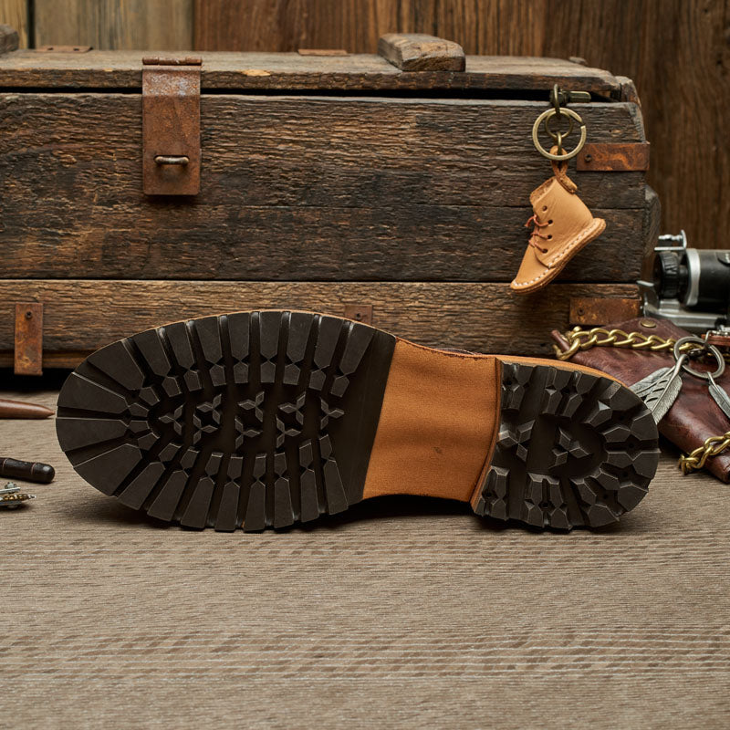 Brown retro leather shoes men's casual derby shoes