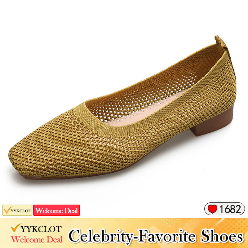 Stylish breathable woven square head soft-soled loafers