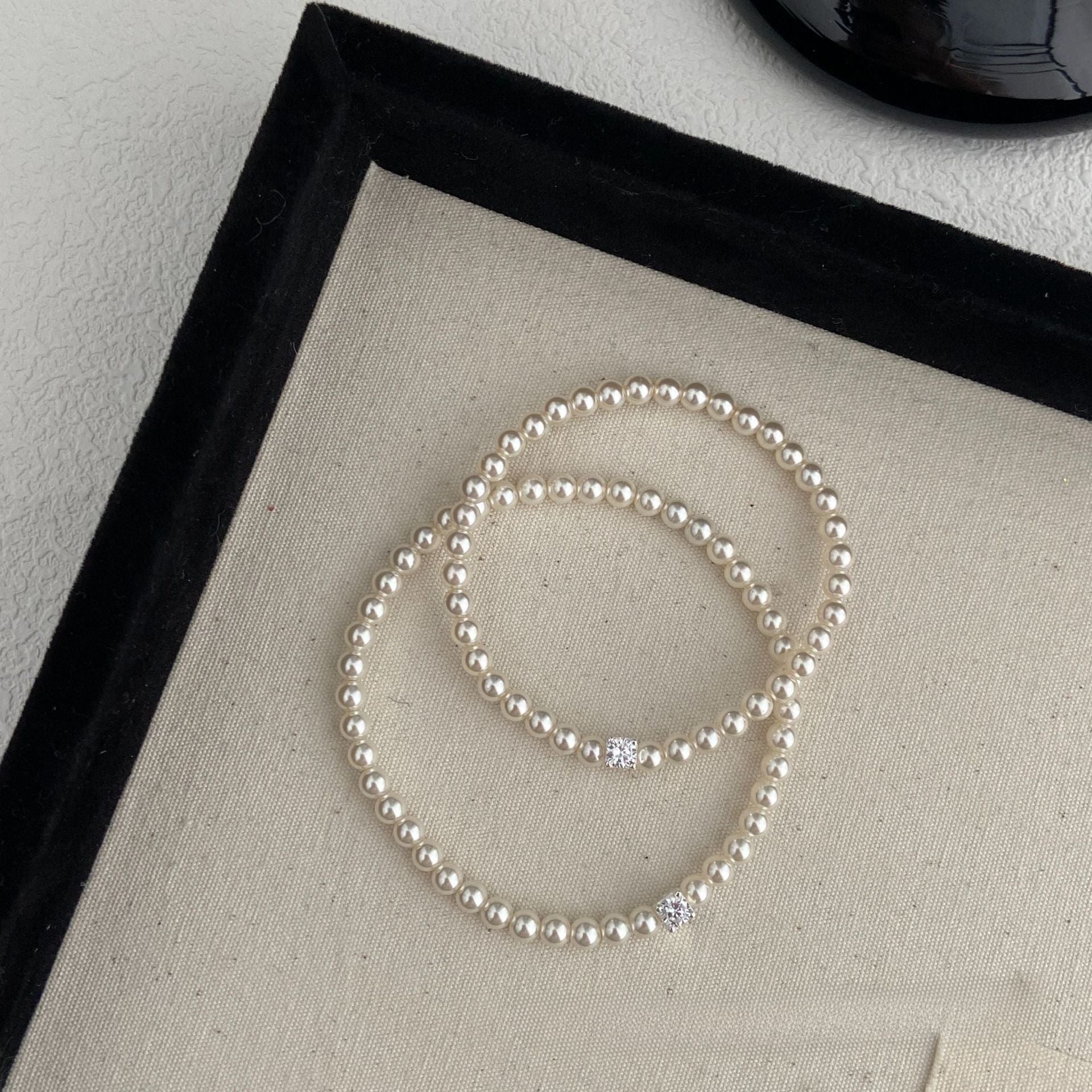 925 Silver Geometric Zircon Vintage Pearl Bracelet