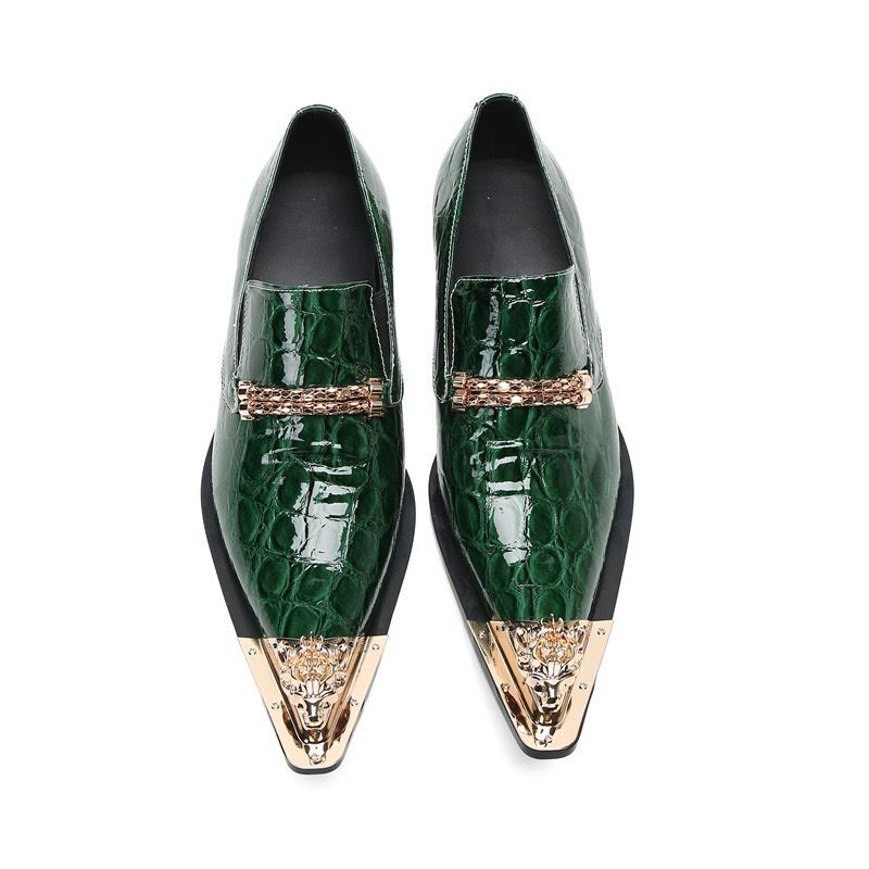 Blaue Business-Schuhe aus Lackleder mit Metallschnalle