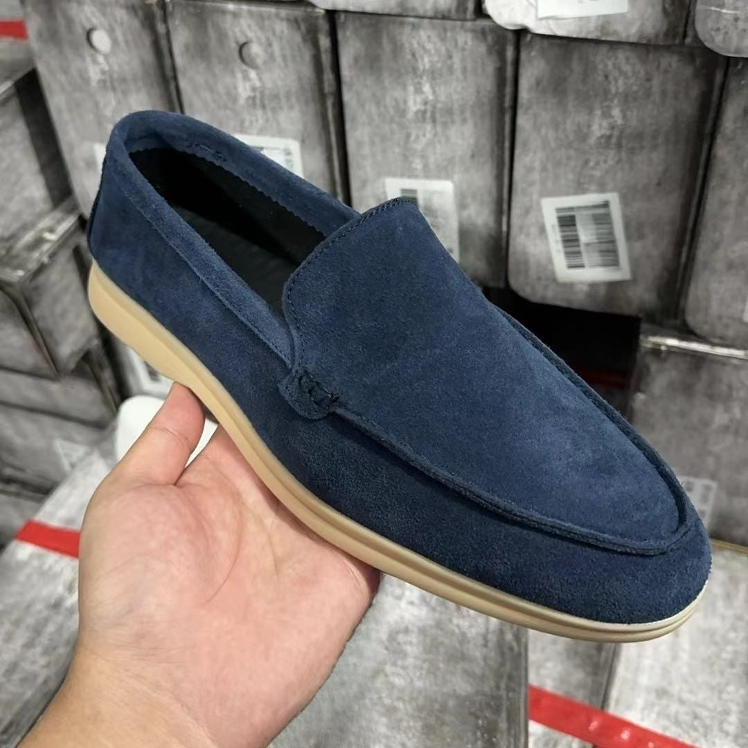 Celebrity style men's shoes retro fleece loafers