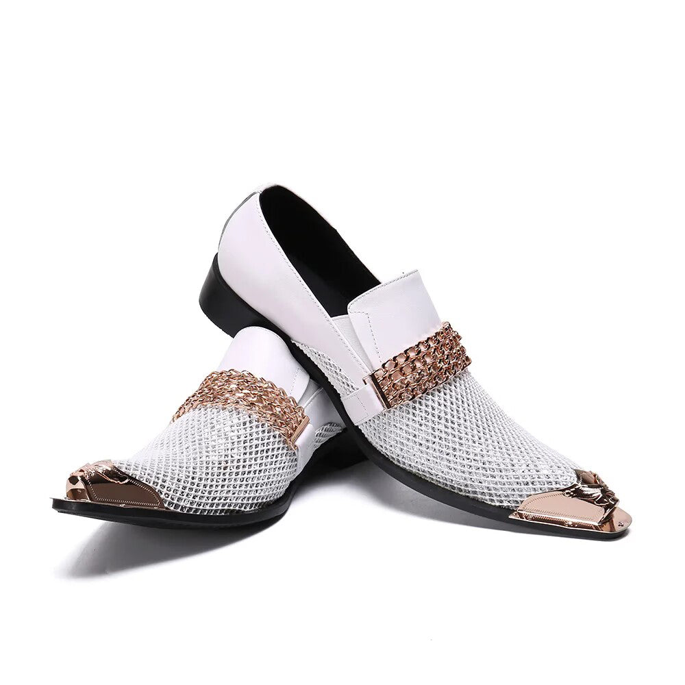 White classic fancy dress shoes Men's wedding party shoes mens brogue shoes Plus Size shoes for men