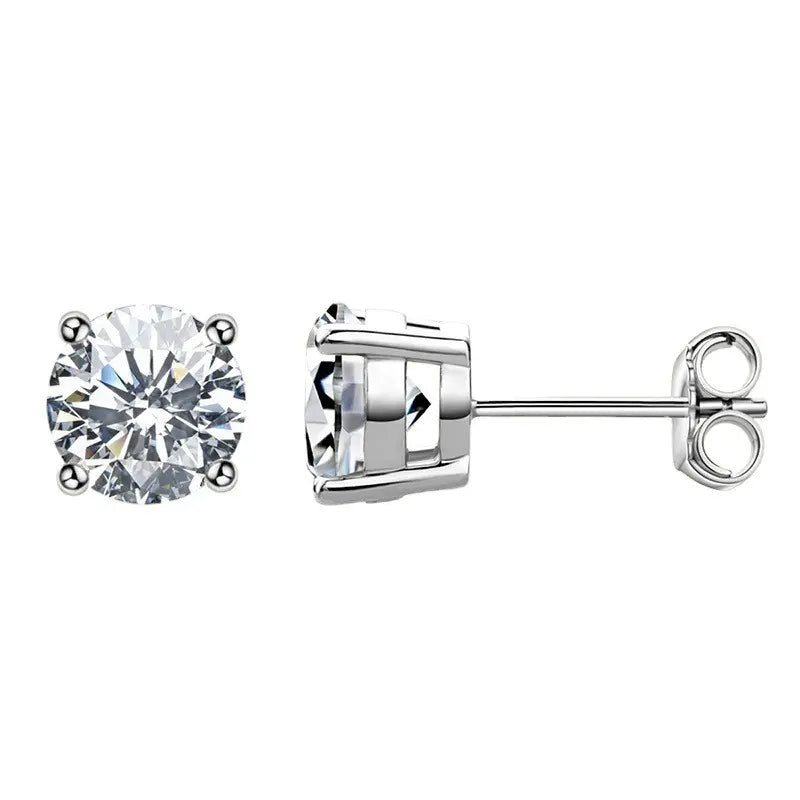 Boucles d'oreilles clous classiques six griffes en moissanite S925