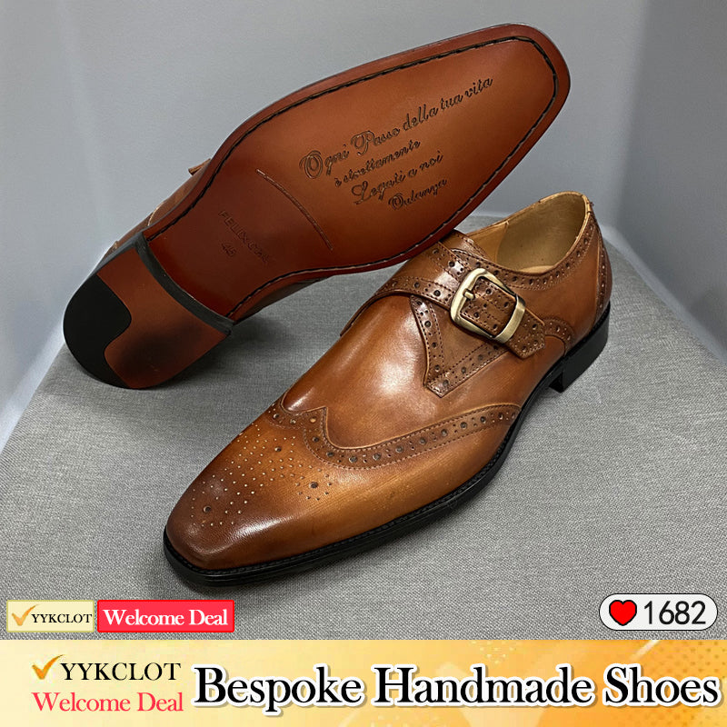 Classic Brock Carved Leather Shoes Men's Business Dress Loafers