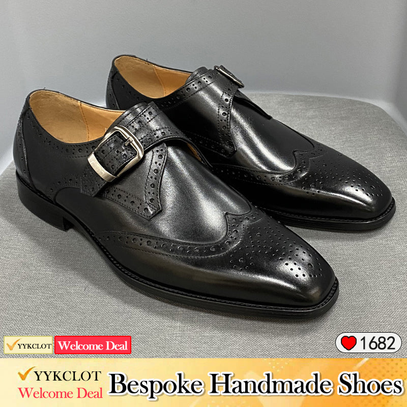 Classic Brock Carved Leather Shoes Men's Business Dress Loafers