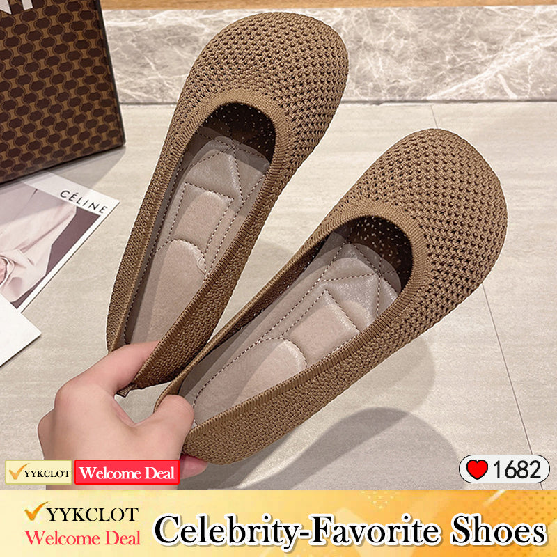 Ladies Knitted Breathable Soft-soled Lazy Loafers women's shoes