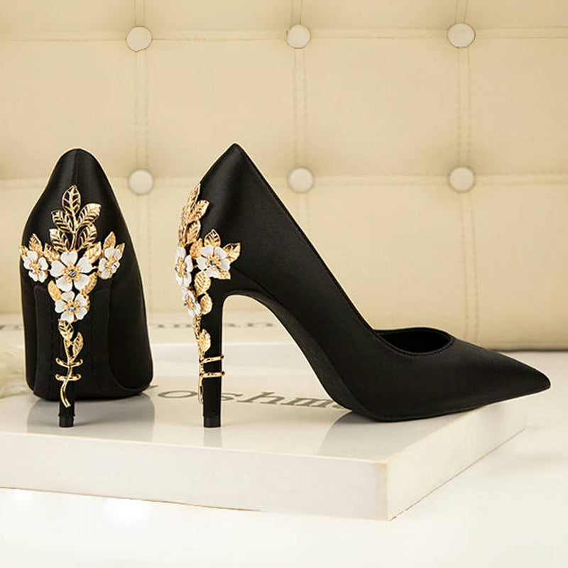 Light luxury flower stiletto wedding high heels