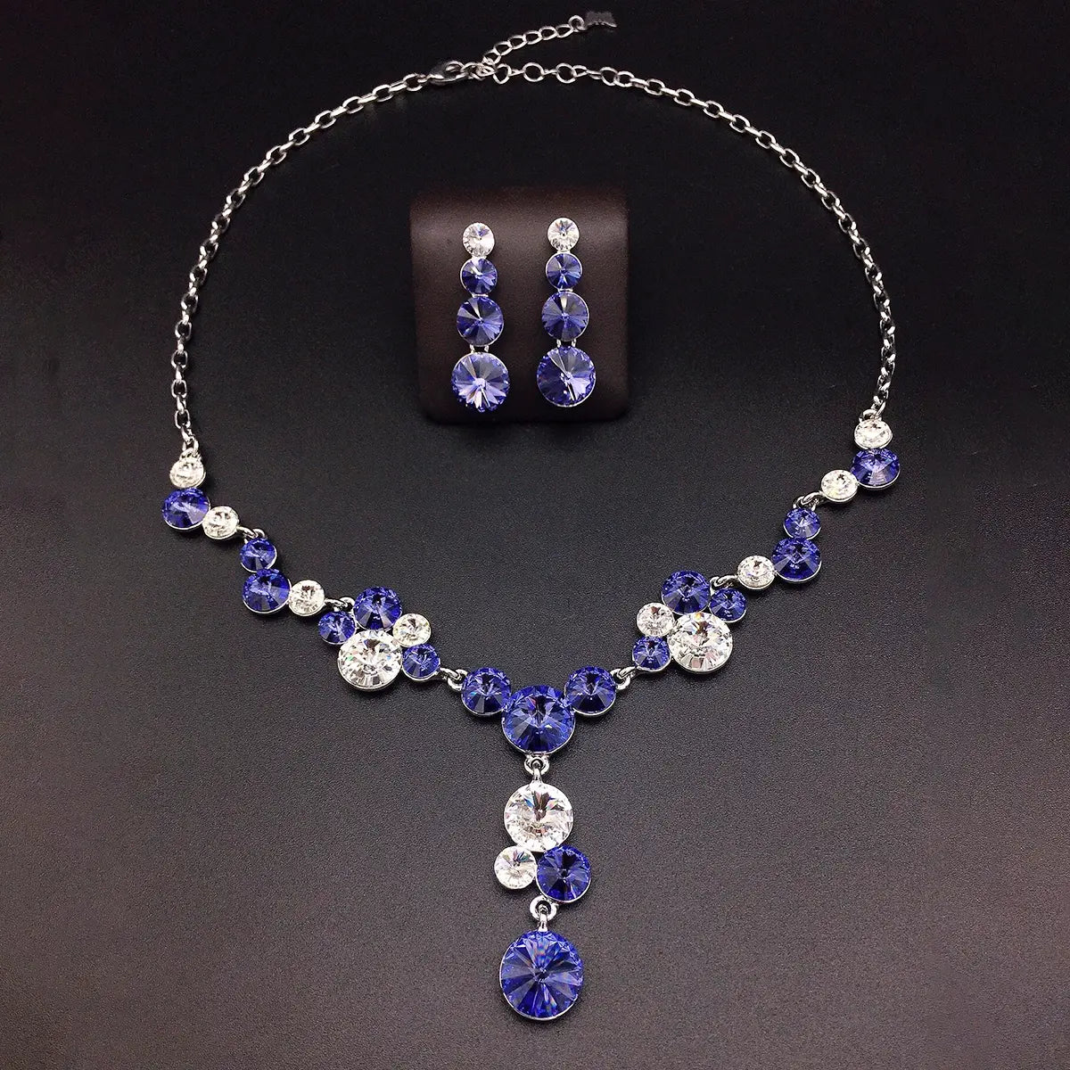 Parure collier et pendentif en cristal bleu saphir de luxe – Bijoux élégants