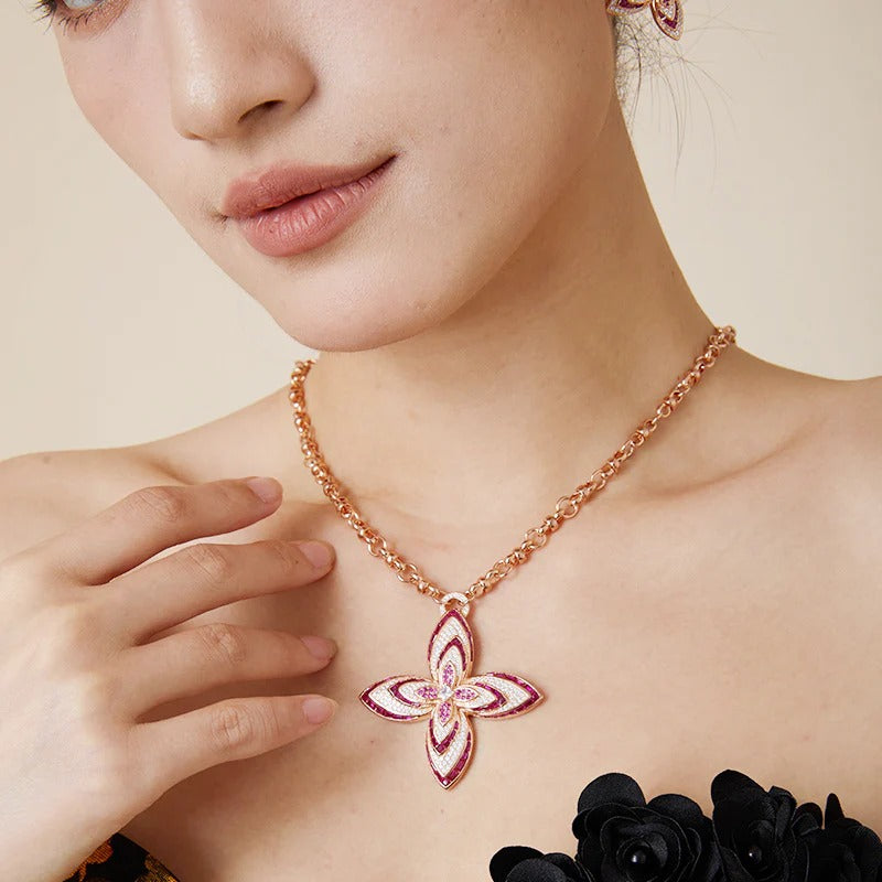 Stylish Gold Plated Diamond Flower Design Earrings