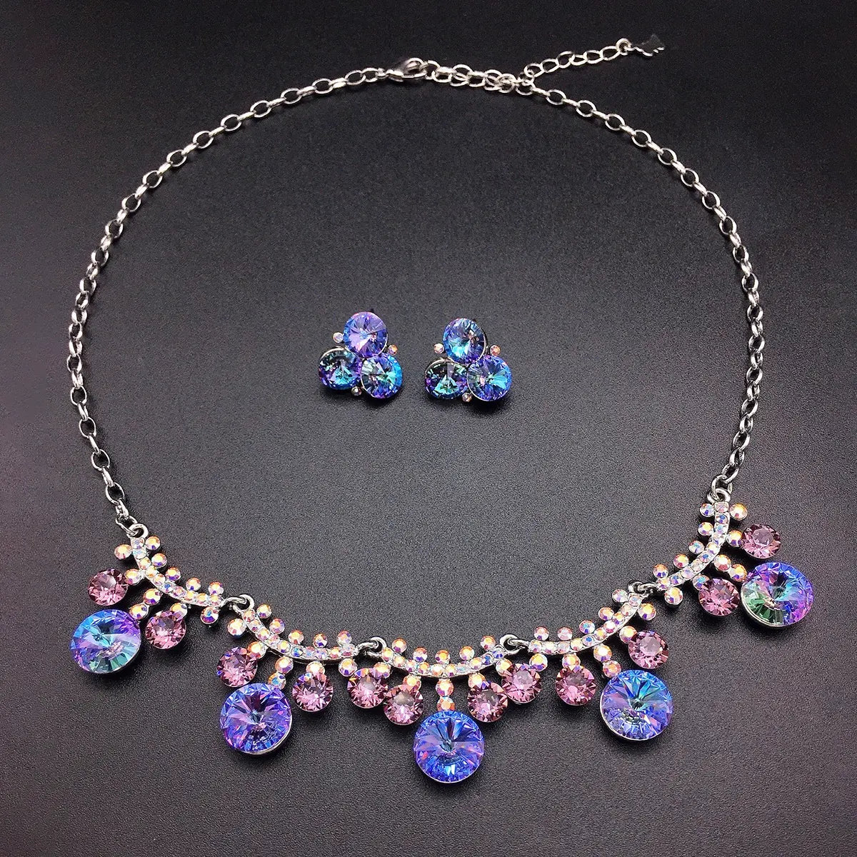 Collier de luxe en cristal bleu aigue-marine en forme de goutte – Bijoux de soirée élégants