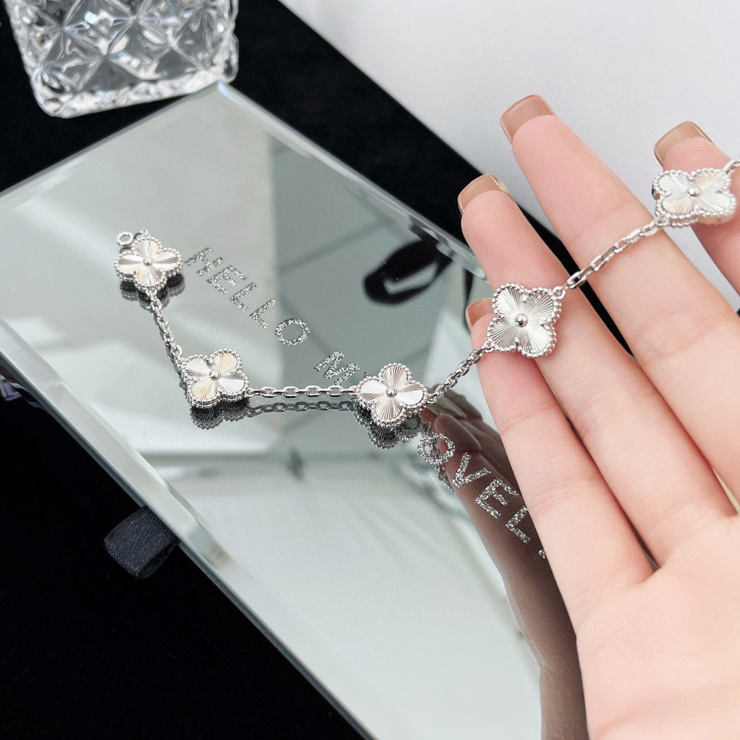 Sterling Silver Clover Laser Bracelet