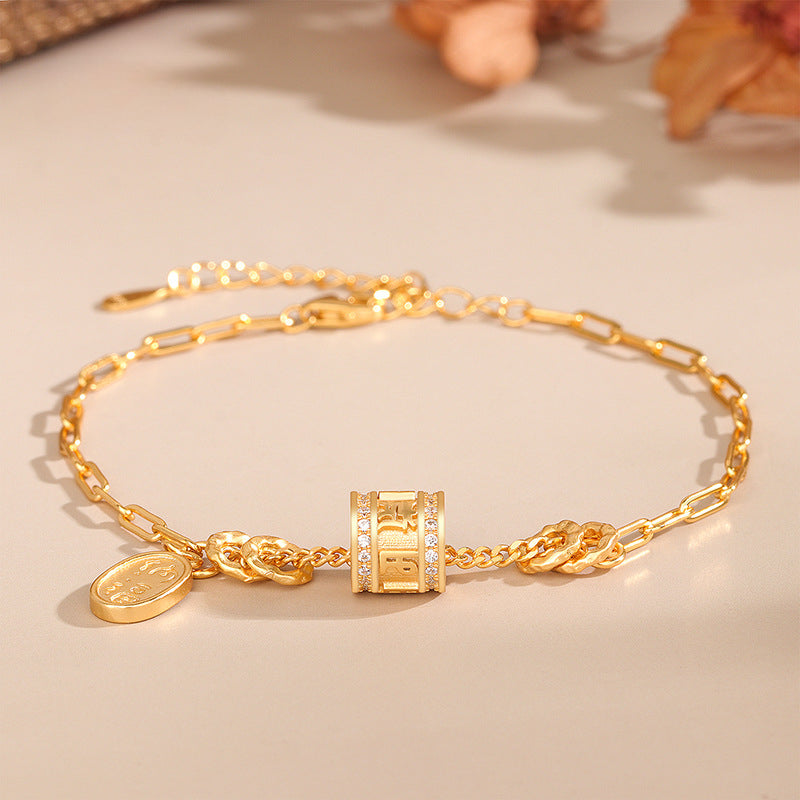 S925 sterling silver splicing transshipment text bracelet