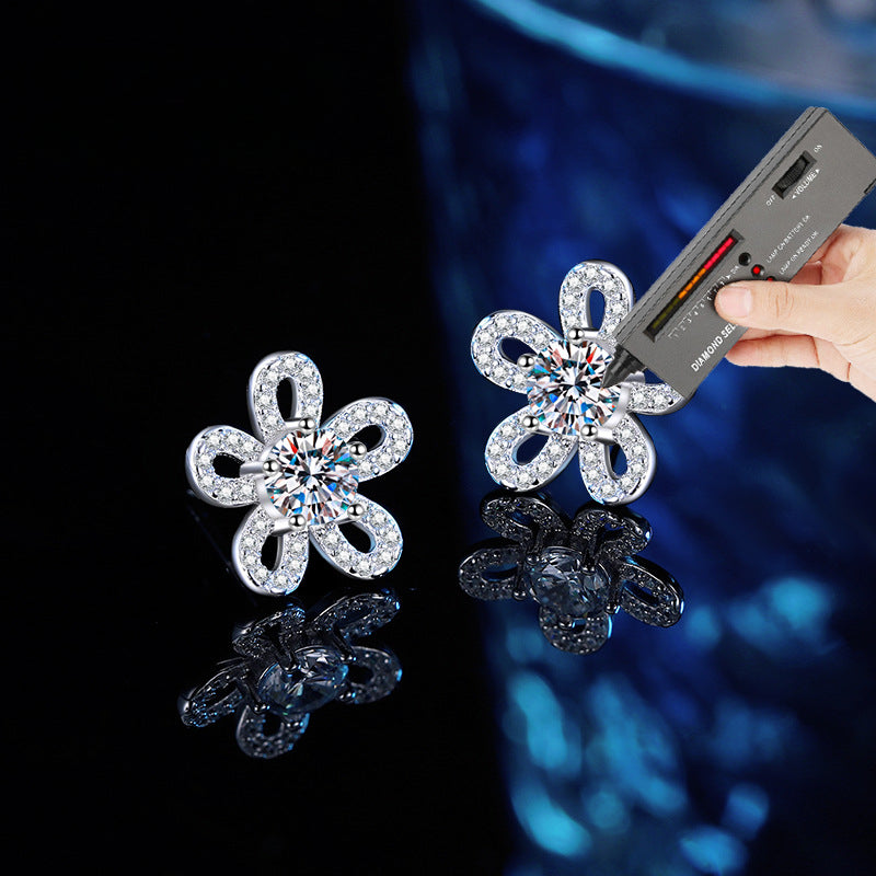 S925 sterling silver mozzarella sunflower stud earrings
